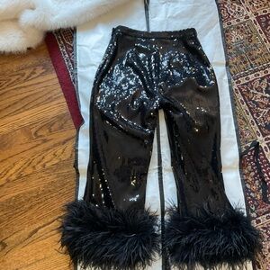 NADINE MERABI  Epic flqaless Cleo Black Sequined pants ONLY. Limited edition.